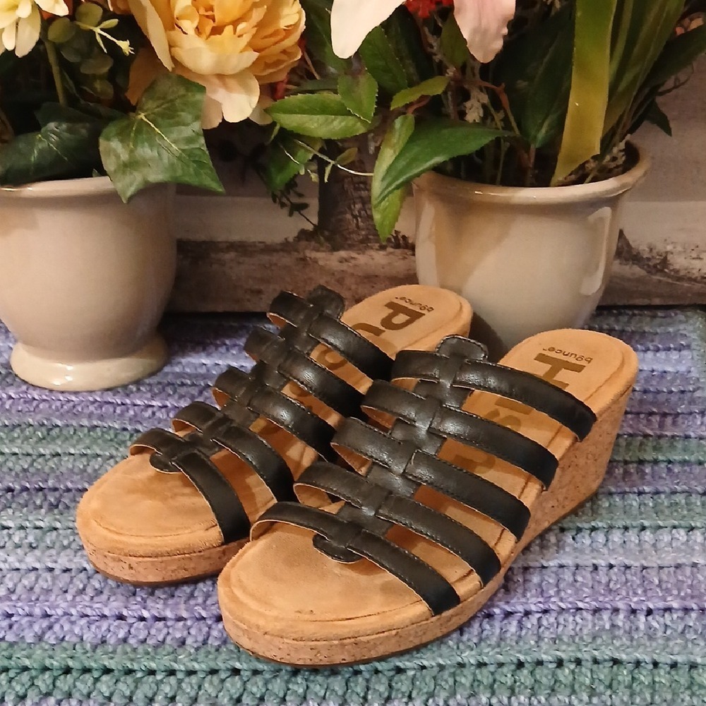 Hush Puppies Black Strappy Wedge Sandals